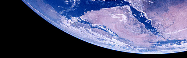 Earth  fom space.   NASA Image, in the public domain.